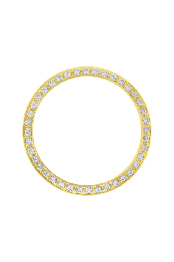 GOLD CREATED DIAMOND BEZEL FOR 34MM ROLEX DATE AIRKING 15203 15223 5500 15200