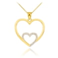 thumbnail image 1 of GOLD DOUBLE HEART PENDANT NECKLACE WITH DIAMONDS :  14K  Pendant with 18" chain, 1 of 1