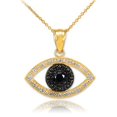thumbnail image 1 of GOLD EVIL EYE PENDANT NECKLACE WITH CLEAR AND BLACK DIAMONDS :  10K  Pendant with 20" chain, 1 of 1