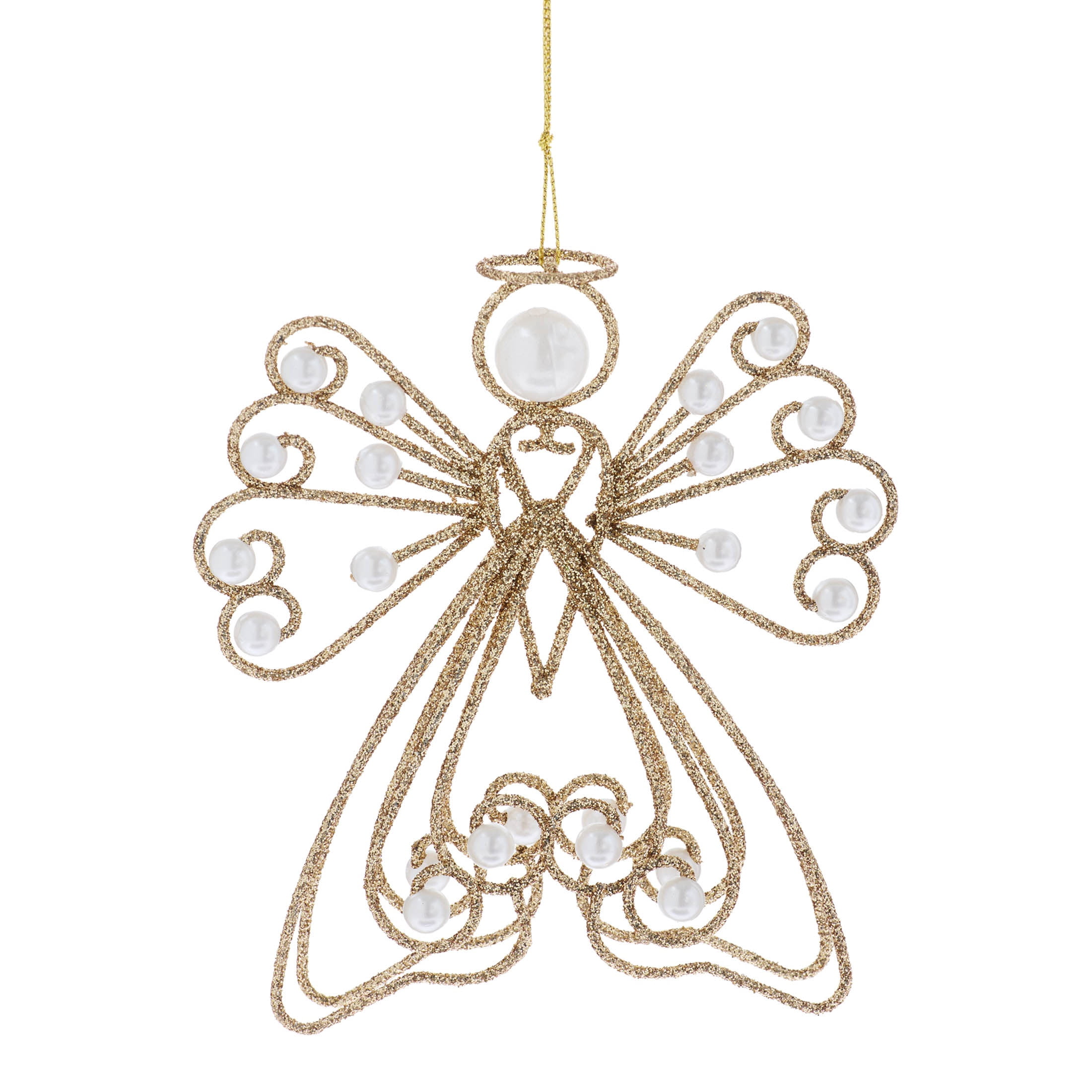 Gold and Pearl Glitter Wire Angel Christmas Ornament, 5", by Holiday Time