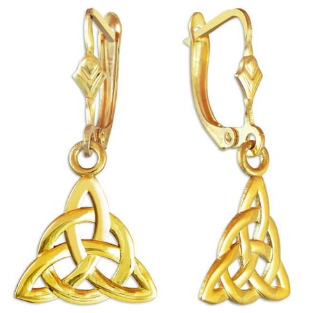 GOLD IRISH CELTIC TRINITY EARRINGS : 14K