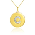 thumbnail image 1 of GOLD LETTER "C" INITIAL DIAMOND DISC PENDANT NECKLACE, 1 of 1