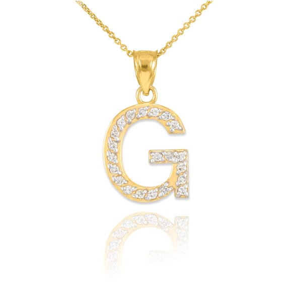 GOLD LETTER "G" DIAMOND INITIAL PENDANT NECKLACE : 10K Pendant with 16" chain
