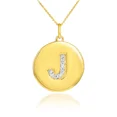 thumbnail image 1 of GOLD LETTER "J" INITIAL DIAMOND DISC PENDANT NECKLACE, 1 of 1