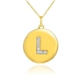 thumbnail image 1 of GOLD LETTER "L" INITIAL DIAMOND DISC PENDANT NECKLACE :  14K  Pendant with 18" chain, 1 of 1