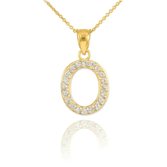 GOLD LETTER "O" DIAMOND INITIAL PENDANT NECKLACE : 10K Pendant only