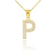 thumbnail image 1 of GOLD LETTER "P" DIAMOND INITIAL PENDANT NECKLACE :  14K  Pendant with 18" chain, 1 of 1