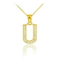 thumbnail image 1 of GOLD LETTER "U" DIAMOND INITIAL PENDANT NECKLACE :  14K  Pendant with 18" chain, 1 of 1