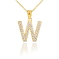thumbnail image 1 of GOLD LETTER "W" INITIAL DIAMOND MONOGRAM PENDANT NECKLACE :  14K  Pendant only, 1 of 1