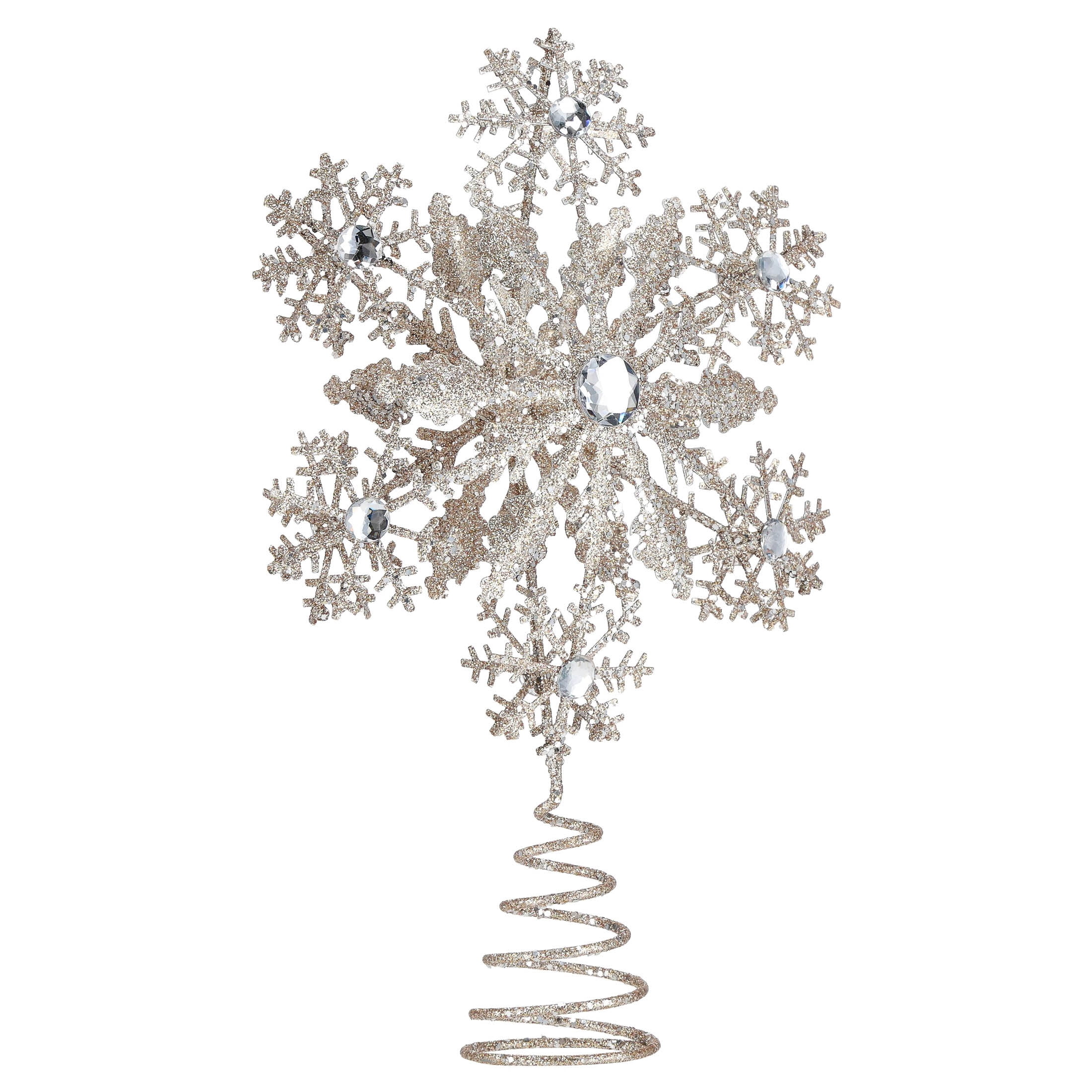 Metal Glitter Snowflake Christmas Tree Topper, Gold, 10.5", by Holiday Time