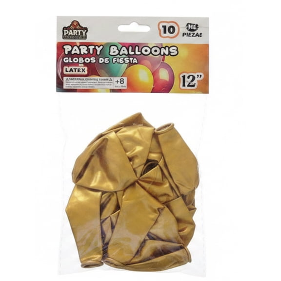 GOLD PARTY BALLOONS 10 PCS 12"