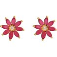 thumbnail image 1 of GOLD PLATED CZ & PINK FLOWER STUD EARRING, 1 of 5