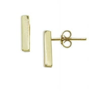 DESIGNS BY FMC GOLD PLATED OVER STERLING SILVER BAR STUD EARRINGS