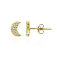 thumbnail image 1 of GOLD PLATED OVER STERLING SILVER CZ HALF MOON STUD EARRINGS, 1 of 1