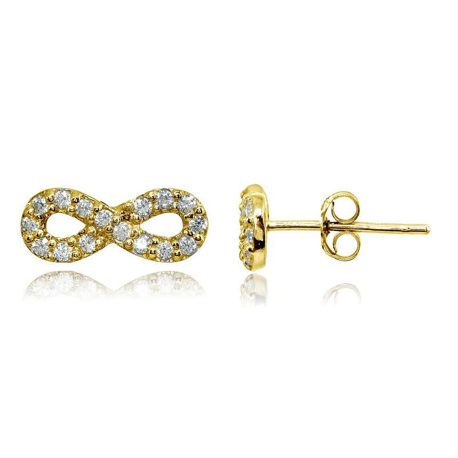GOLD PLATED OVER STERLING SILVER CZ INFINITY STUD EARRINGS