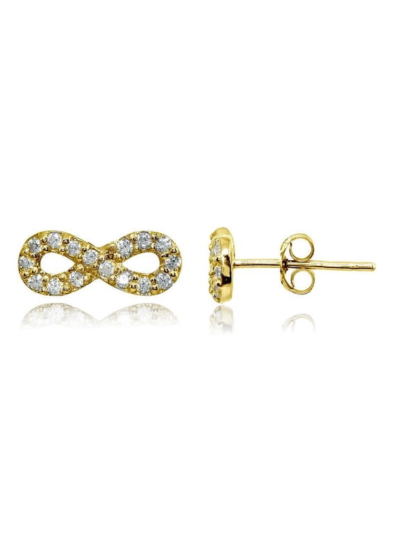 GOLD PLATED OVER STERLING SILVER CZ INFINITY STUD EARRINGS