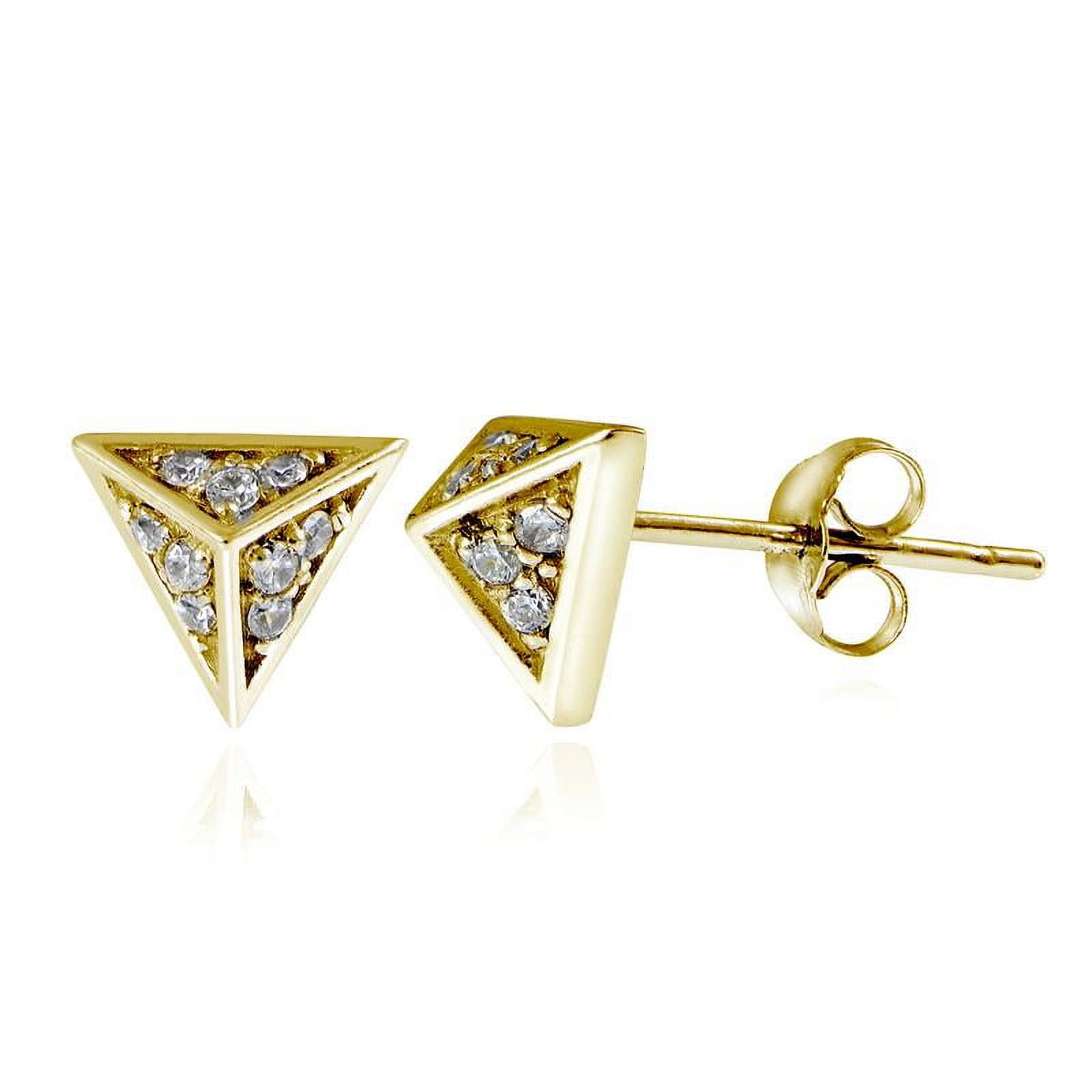 GOLD PLATED OVER STERLING SILVER CZ PYRAMID STUD EARRINGS
