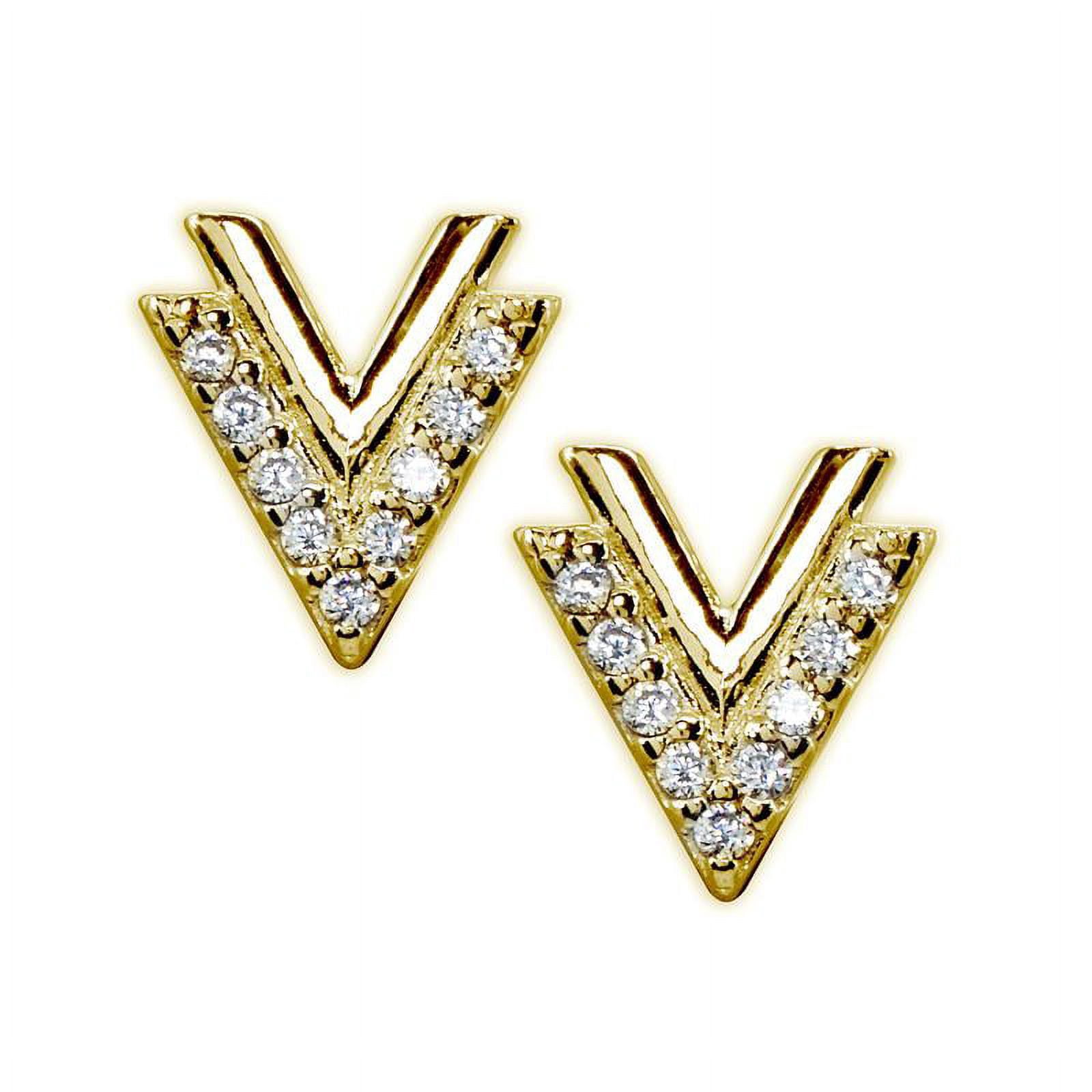 GOLD PLATED OVER STERLING SILVER CZ V STUD EARRINGS