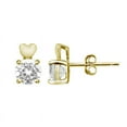 thumbnail image 1 of GOLD PLATED OVER STERLING SILVER HEART ACCENT CZ STUD EARRINGS, 1 of 1