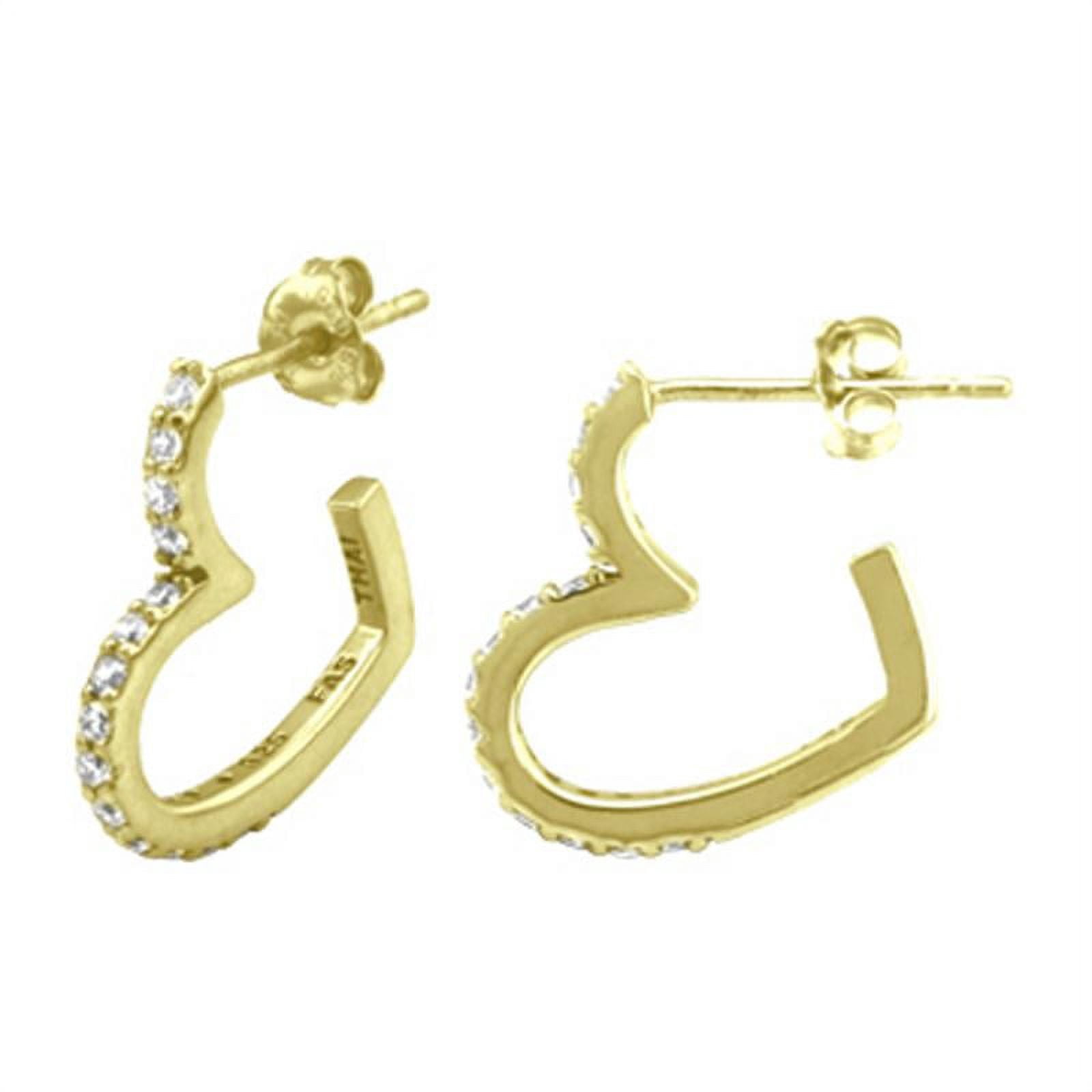 GOLD PLATED OVER STERLING SILVER MINI CZ HEART HOOP