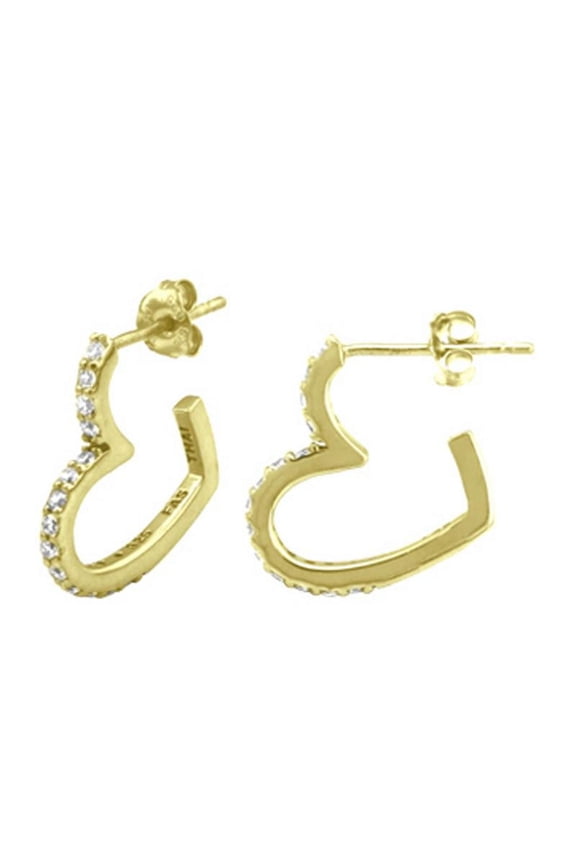 GOLD PLATED OVER STERLING SILVER MINI CZ HEART HOOP