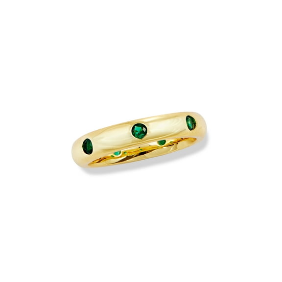 GOLD PLATED WHITE GREEN STONE BAND RING SZ. 8