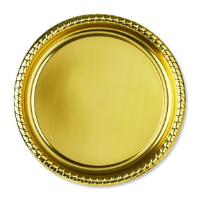 16 IN Gold Round Plastic Serving Platter, by Way To Celebrate