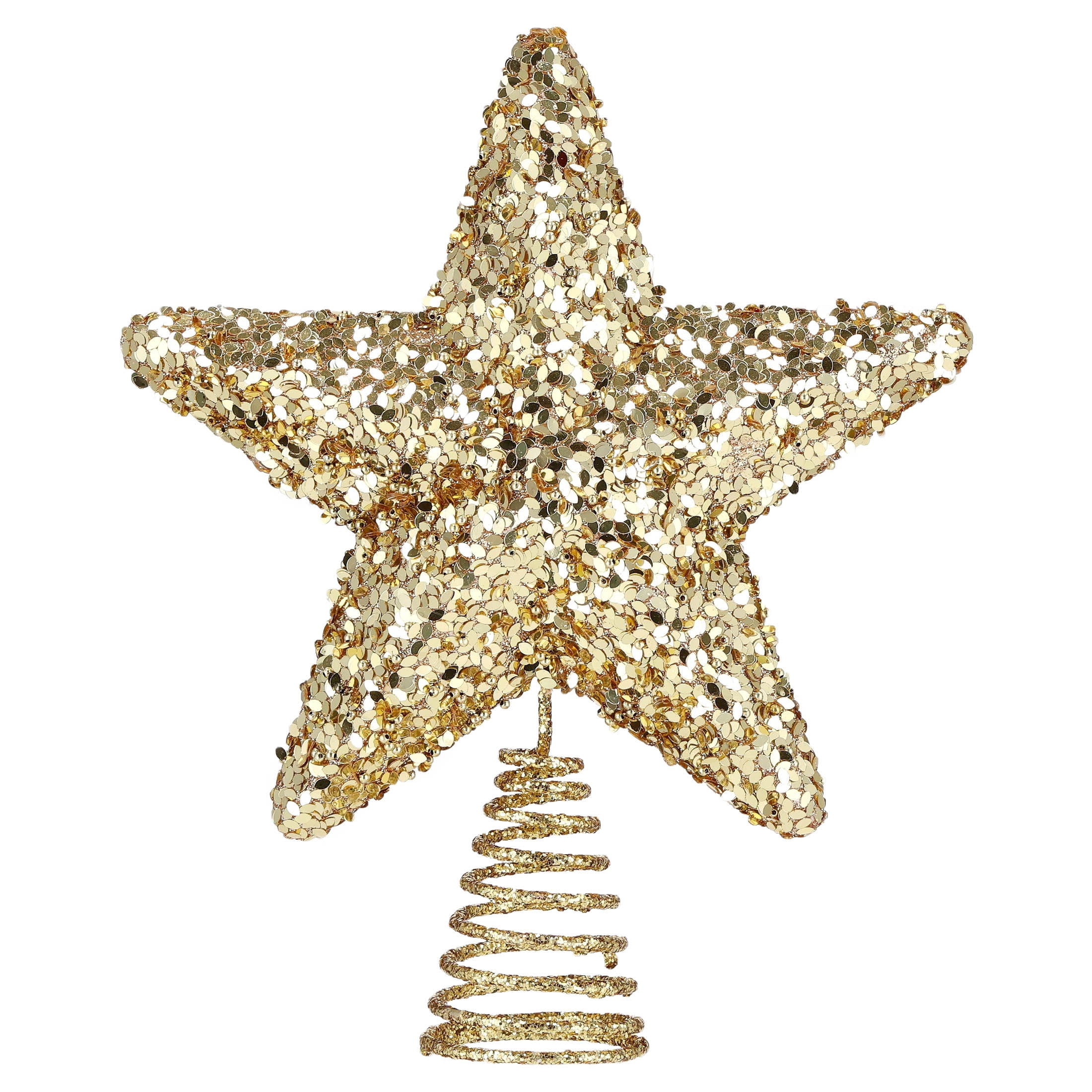 Glitter and Chunky Sequins Star Christmas Tree Topper, Gold, 11", by Holiday Time