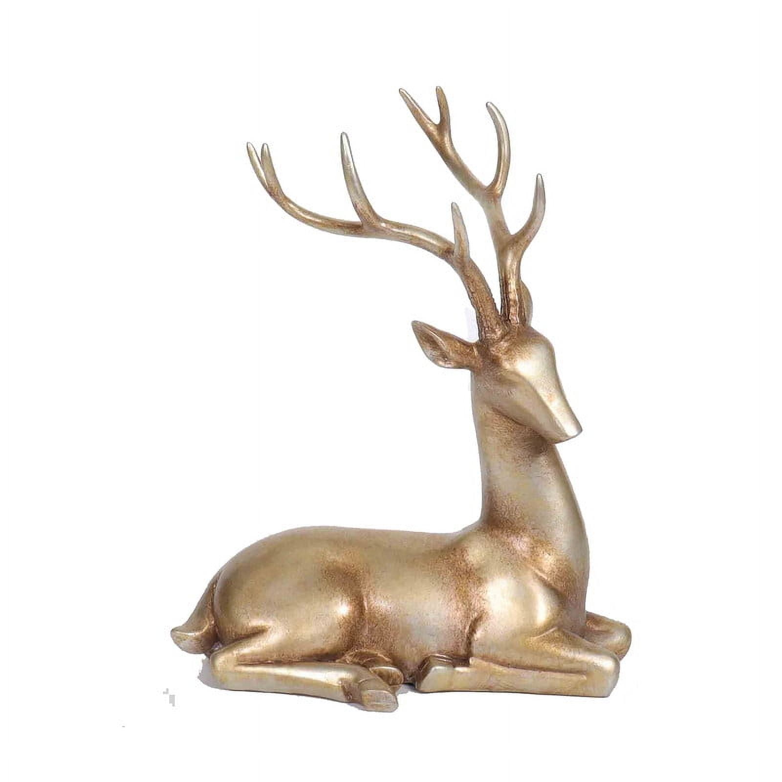 Sitting Deer Christmas Tabletop Decoration, Gold, 11", by My Texas House
