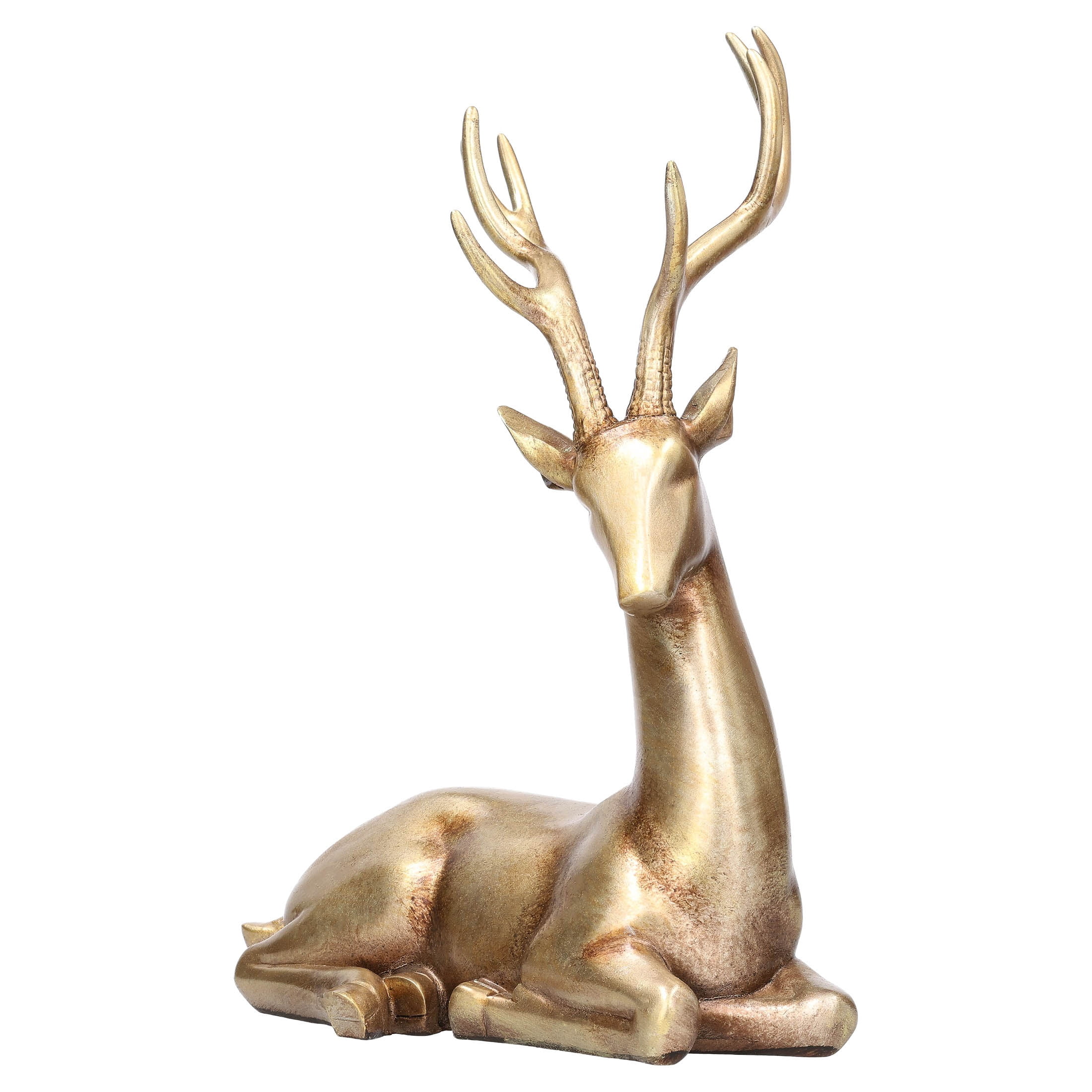 My Texas House Sitting Deer Christmas Decoration, Gold, 11"