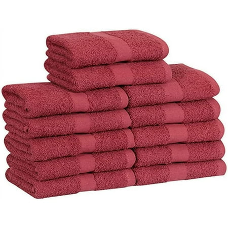 GOLD TEXTILES 100% Cotton Salon Towels 12-Pack Burgundy 16x27 inches Soft Absorbent Quick Dry