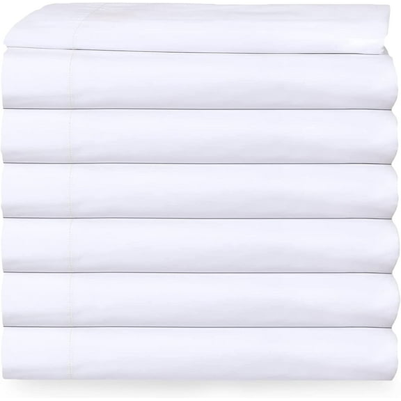 GOLD TEXTILES 12 Bulk Pack King Flat Sheet 108"X110" Bright White T 200 Percale Hotel Linen Extra Soft and Comfortable