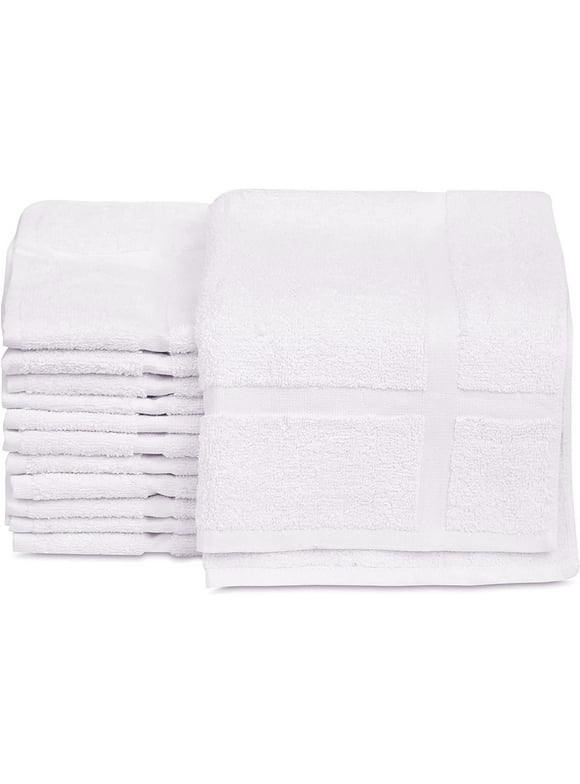 GOLD TEXTILES 12 Pack New Cotton Blend Economy White Hotel Bath Mat Towel (18x25 Inches) Light Weight Quick Drying & Machine Washable - Hotel Supplies Shower Bath Mat Towel
