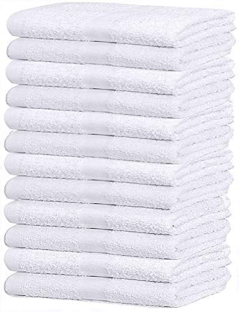 GOLD TEXTILES Cotton Blend Economy White Hotel Bath Mat Towel (18x25  Inches) Light Weight Quick Drying & Machine Washable (12 Pack)