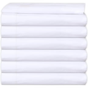 GOLD TEXTILES Full Flat Sheet, T-200 Percale, Bright White, 81 x 108 in, 6 Pack, Hotel Linen, Soft & Durable