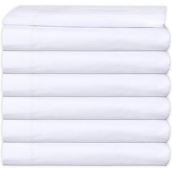 GOLD TEXTILES 6 King Bulk Flat Sheet (108 x110) Inches White T-200 Percale Hotel Linen Polycotton Flat Sheets - Top Sheet for Home Bedding, Hospital, Hotel, Easy Care (6, King Flat Sheet)