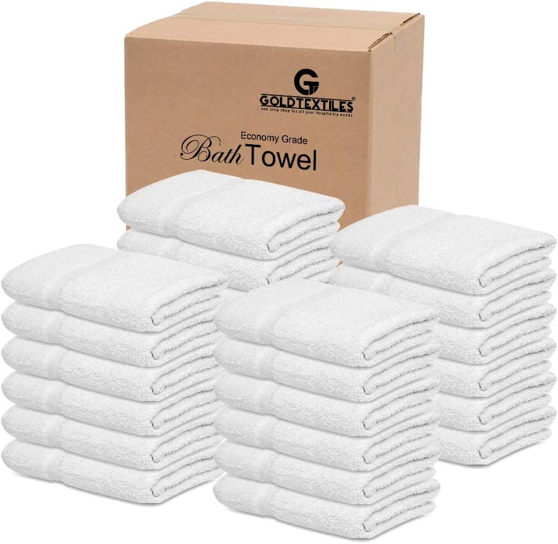 GOLD TEXTILES Bulk Bath Towels White 36 Pack 22x44 Inches Economy Cotton  Blend Easy Care