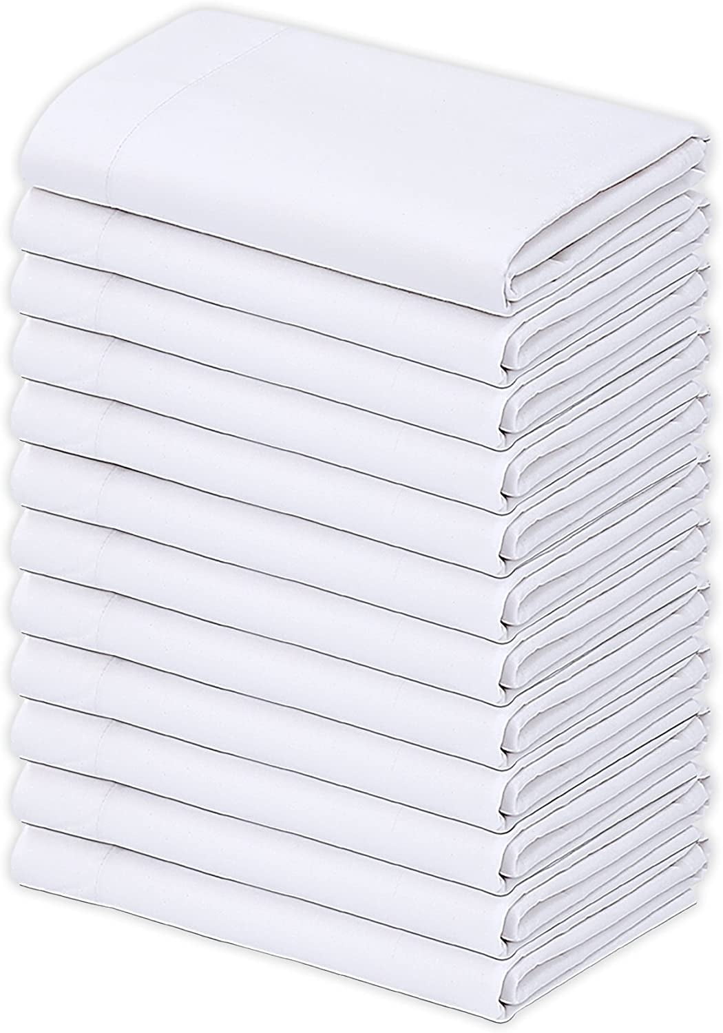 GOLD TEXTILES Bulk Pack of 12 Polycotton King Size Pillowcases (21''x42''), White T200