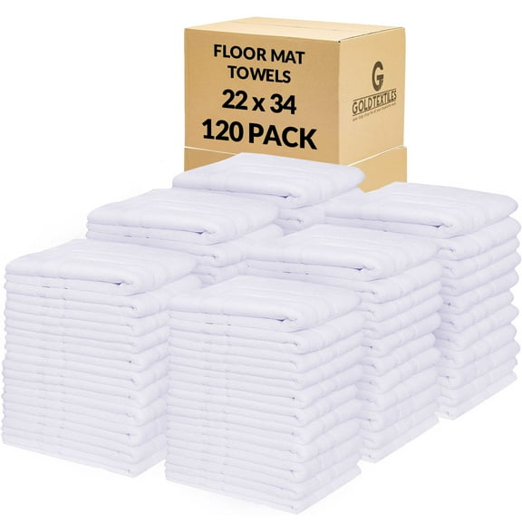 GOLD TEXTILES Luxury Hotel Quality Bath Mat New (Premium, 22X34) Cotton Bath MATS Large (120, White)