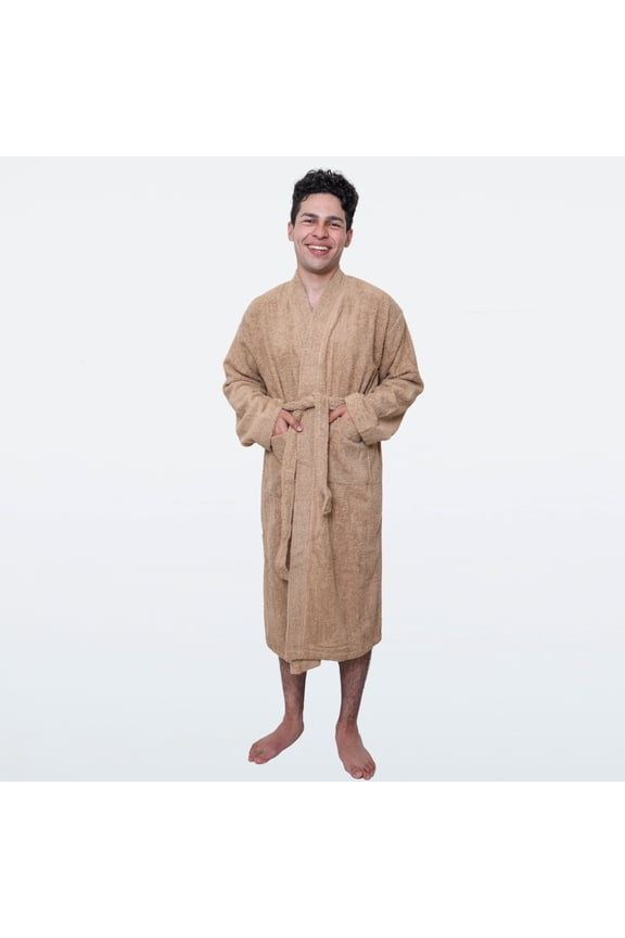 Men's Terry Cloth Bathrobe – Nougat, X-Large, Lightweight, 100% Cotton with Adjustable Belt & Collar – Pack of 1