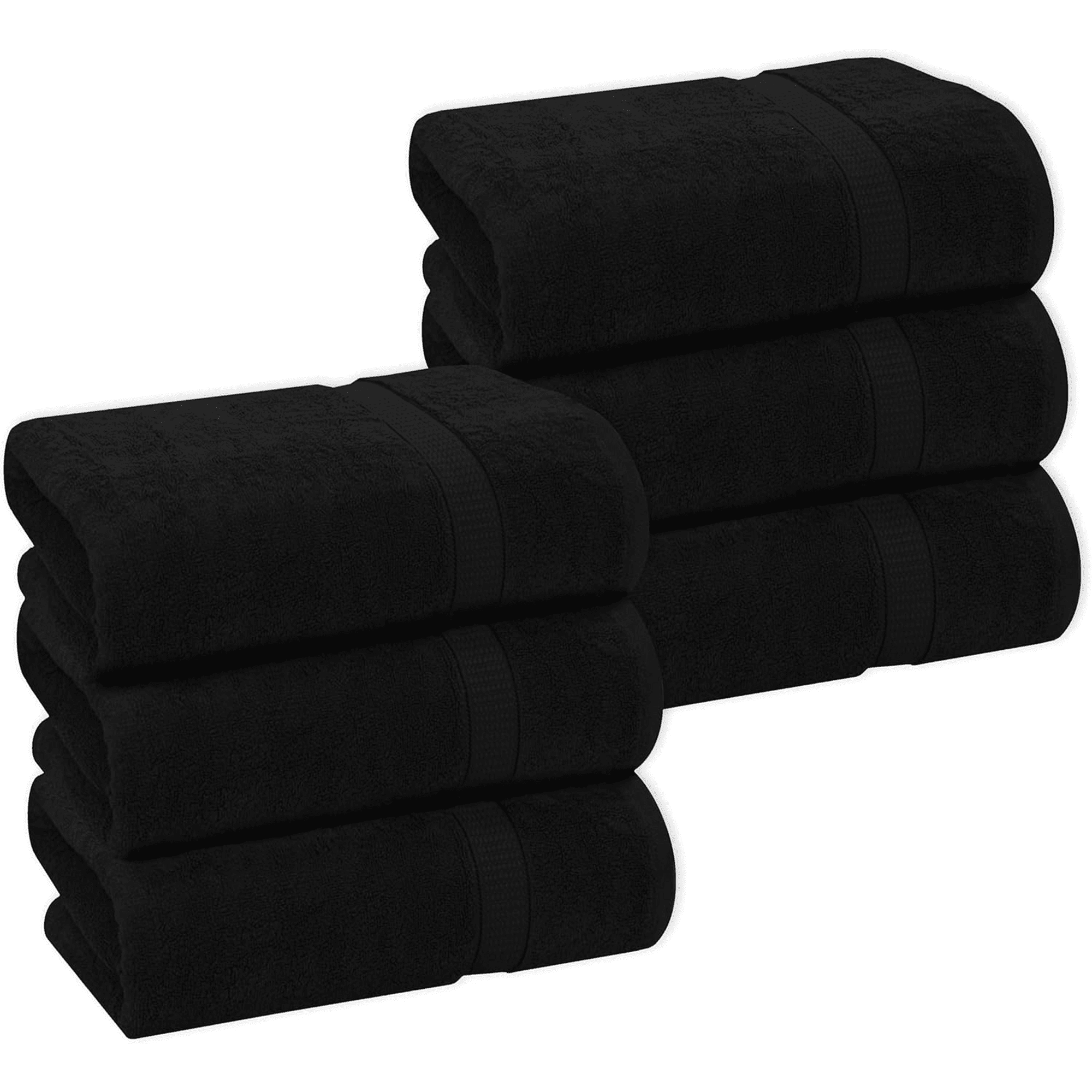 GOLD TEXTILES Premium Bath Towels 24x50 - Black Pack of 6 | Soft, Absorbent, 100% Cotton Towels for Home & Spa