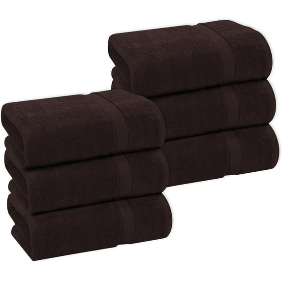 GOLD TEXTILES Premium Bath Towels 24x50 - Chocolate Brown Pack of 6 | Soft, Absorbent, 100% Cotton Towels for Home & Spa