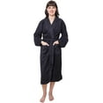 thumbnail image 1 of GOLD TEXTILES Premium Terry Cloth Robes for Women Lightweight Long Bathrobe, Adjustable Towel Robe Belt with Collar Small Long Black Pack of 2, 1 of 1