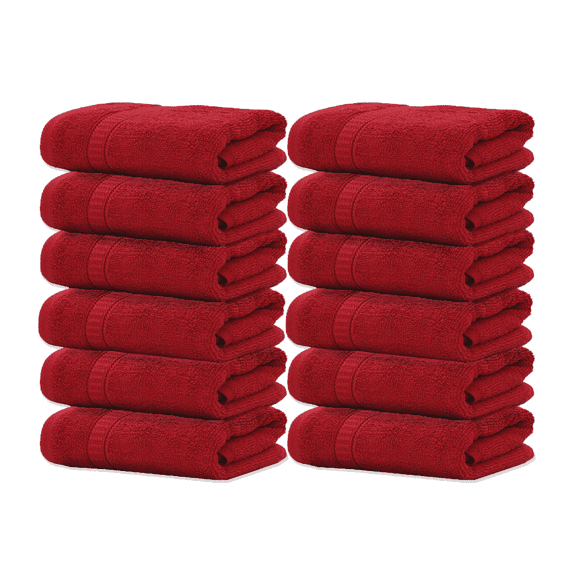 GOLD TEXTILES Premium Washcloths 13x13 - Red (Pack of 12) | Ultra-Soft, Absorbent, 100% Cotton