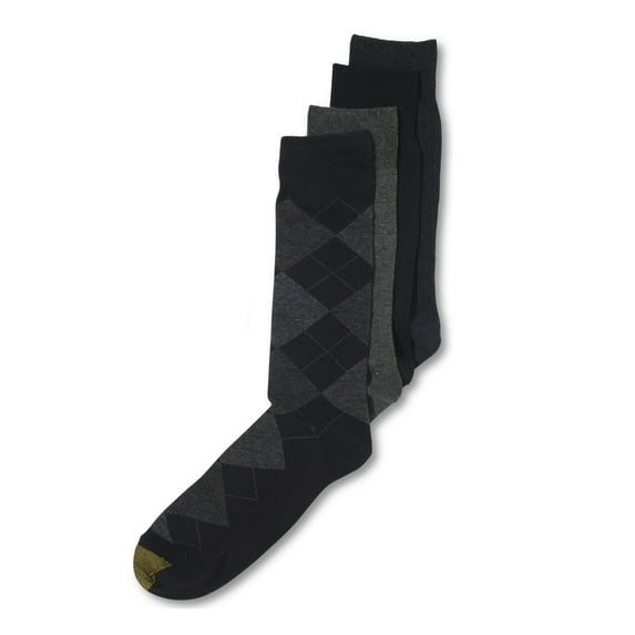 GOLD TOE 4 Pack Navy Assorted Moisture Control Casual Crew Socks 6-12.5
