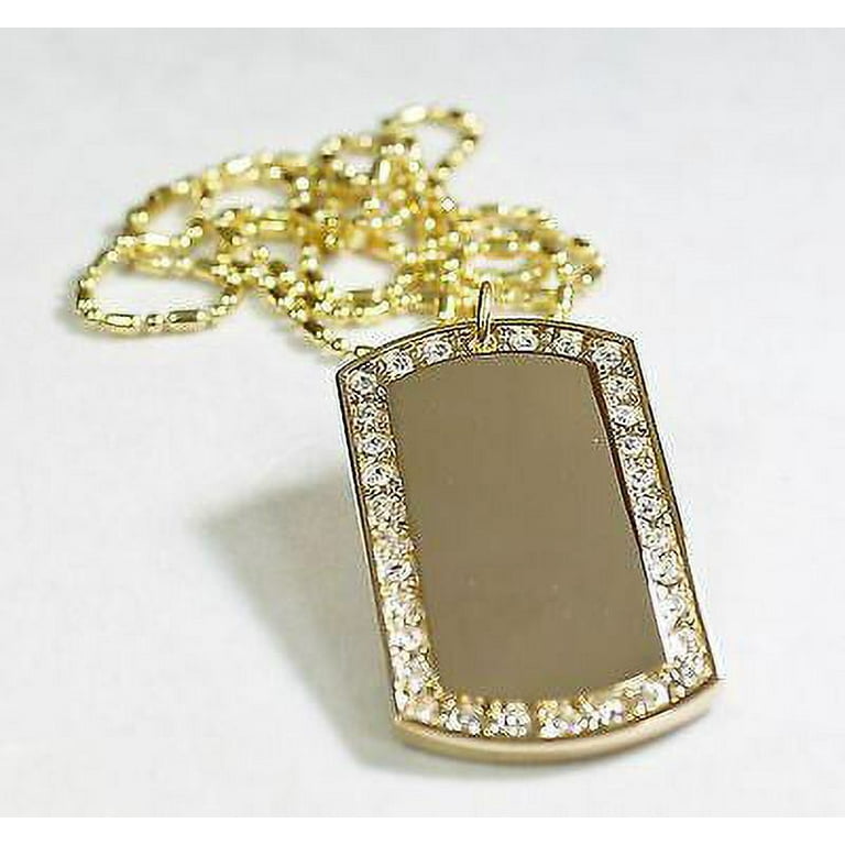 Bling dog tag necklace deals