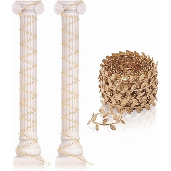 GOLDEN- 2 Pcs Rome Theme Columns Cutouts 2026 VBS Decorations 5.99 x 1.23 ft 2026 VBS Ancient Greece Columns Party Decoration Photography Props for Vacation Bible School Church Decor