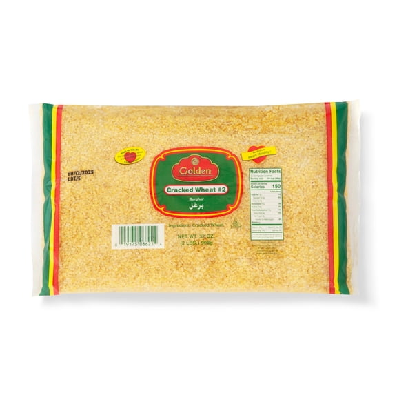 GOLDEN Cracked Wheat #2 32 oz (2 lb) Packet | Authentic Middle Eastern Bulgur Wheat & Roasted Vermicelli Blend | Ideal for Pilafs, Tabbouleh, Soups & Everyday Cooking
