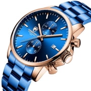 CHEETAH Fashion Business Mens Watches with Stainless Steel Waterproof Chronograph Quartz Watch for Men,Auto Date
