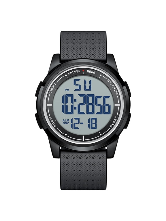 Ultra-Thin Minimalist Sports Waterproof Digital Watches Men with Wide-Angle Display Rubber Strap Wrist Watch for Men Women